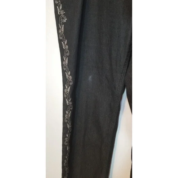 Cos Jeans Dark Wash Bootcut Stretch Jeans W/Rhinestone‎ & Embroidery Size 16W - Picture 3 of 7